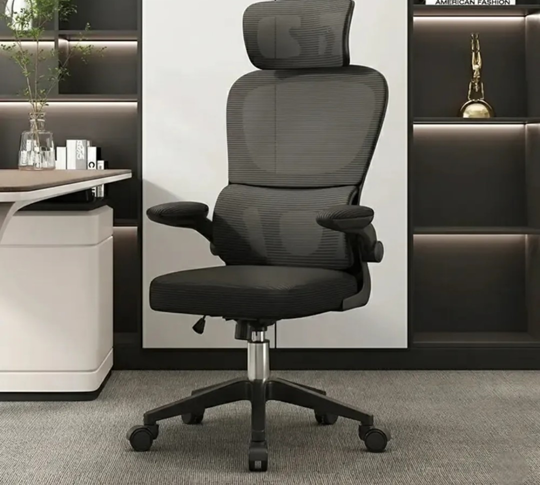 Cadeira Escritório Ergonômica Giratória Apoio Lombar Syber Preta